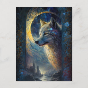 Wolf Landscape Surreal Fantasy Postcard