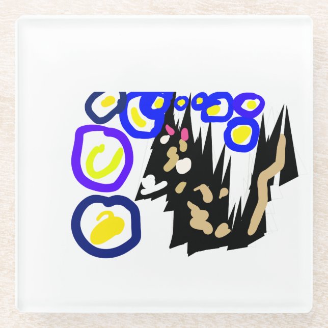 Wolf latte Halloween fun Glass Coaster (Front)