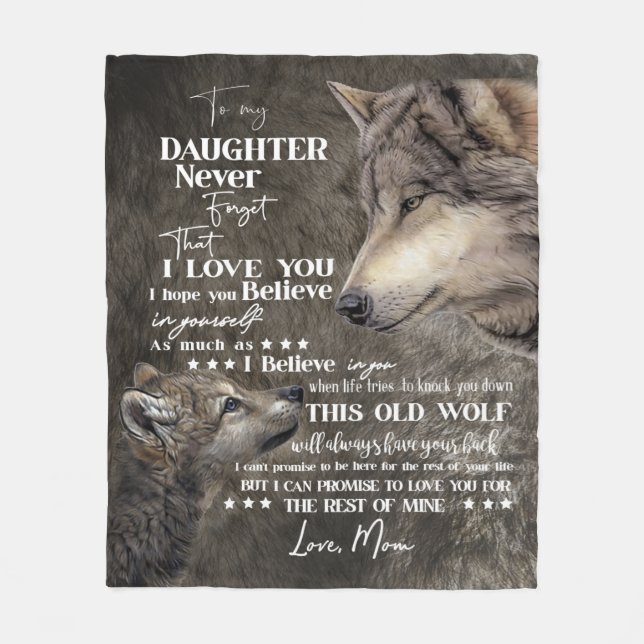 Wolf Letter | Personalised A Letter To My Daughter Fleece Blanket (Front)