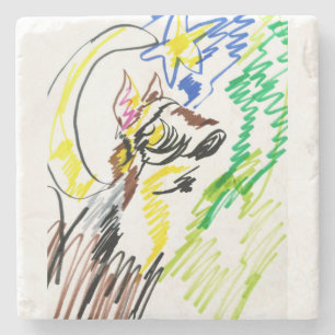 Wolf line autumn stone coaster