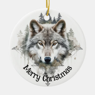 Wolf Logo Wolves Nature Custom Business Card Ceramic Tree Decoration