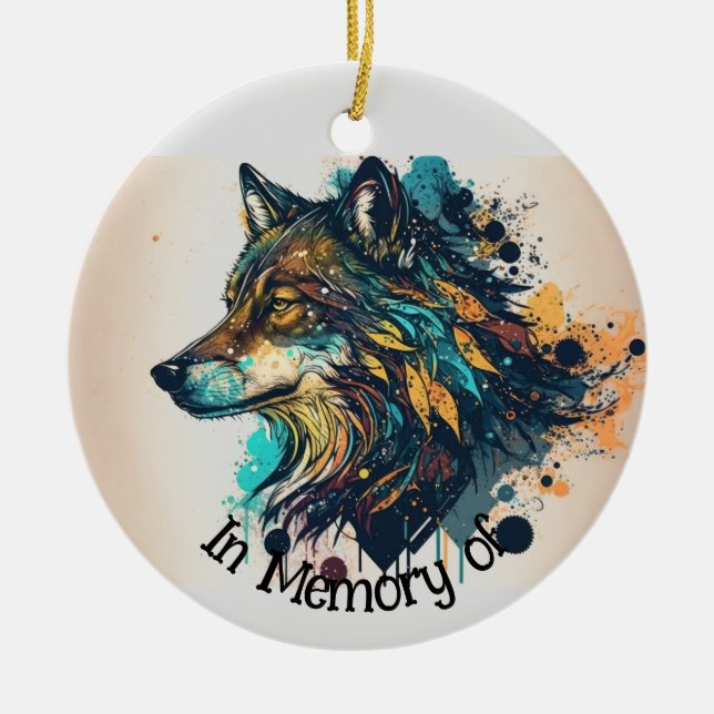 Wolf Logo Wolves Nature Custom Business Card Ceramic Tree Decoration (Front)