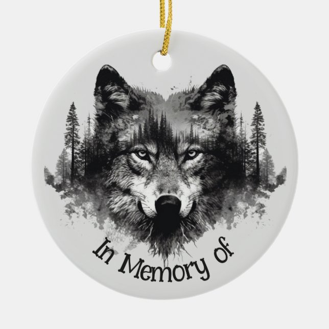 Wolf Logo Wolves Nature Custom Business Card Ceramic Tree Decoration (Front)