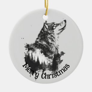 Wolf Logo Wolves Nature Custom Business Card Ceramic Tree Decoration