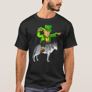 Wolf Lover Leprechaun Riding Wolf St Patrick S Day T-Shirt