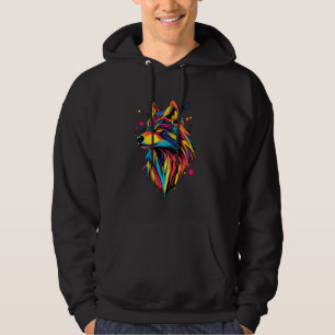 Wolf Lovers Pop Art Colour Design Wolf Hoodie