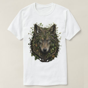 Wolf Made of Branches Leaves Forest Nature Arts 3D T-Shirt