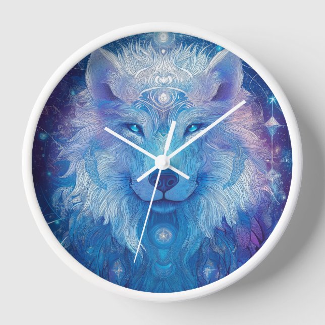 Wolf Magie Mandala spell Clock (Front)