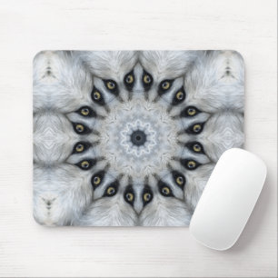 Wolf Mandala Fierce Eyes and Furry Symmetry Mouse Mat