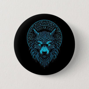 Wolf Mask Odin Runes Norse Compass Viking 6 Cm Round Badge