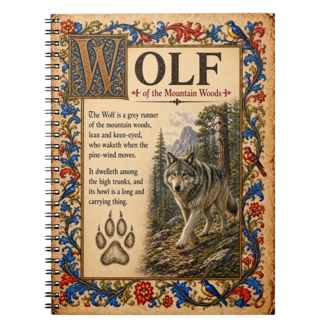 Wolf, Mediaeval Bestiary Art Notebook (Front)