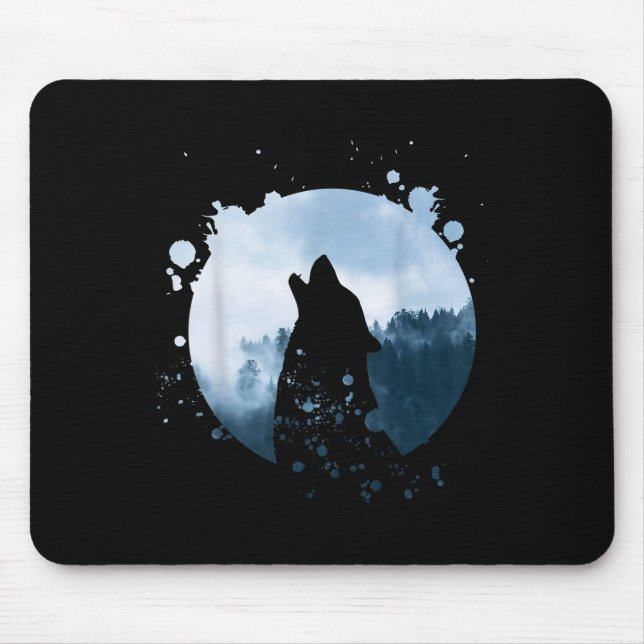 Wolf Men Silhouette Animal Motif Environmental Mouse Mat (Front)