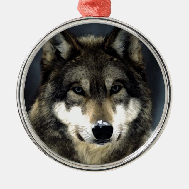 Wolf Metal Tree Decoration (Front)