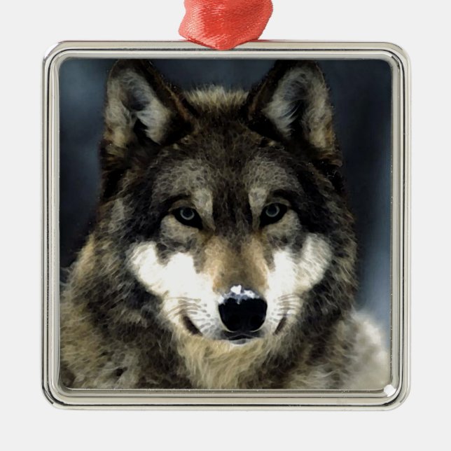 Wolf Metal Tree Decoration (Front)