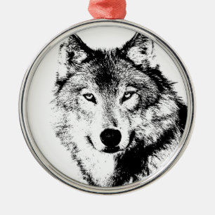 Wolf Metal Tree Decoration