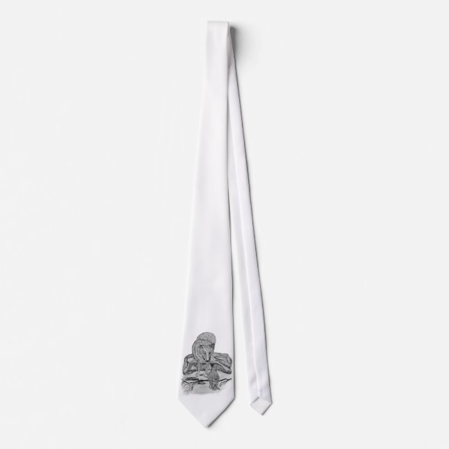 Wolf mit Rabe black and white design Tie (Front)