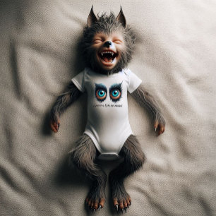 Wolf Monster Eyes – Happy Halloween Baby Bodysuit