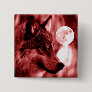 Wolf & Moon 15 Cm Square Badge