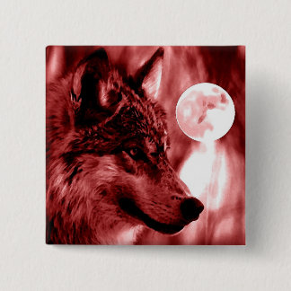 Wolf & Moon 15 Cm Square Badge