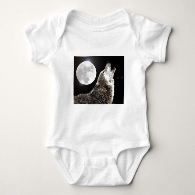 Wolf & Moon Baby Bodysuit (Front)