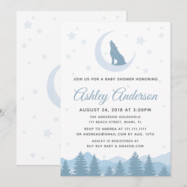 Wolf Moon Baby Shower Invitation (Front/Back)