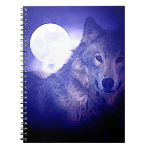 Wolf, Moon & Blue Night Notebook