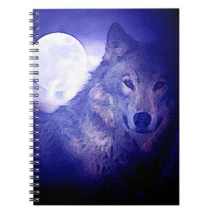 Wolf, Moon & Blue Night Notebook
