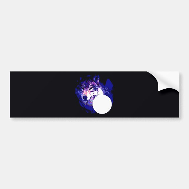 Wolf & Moon Bumper Sticker (Front)