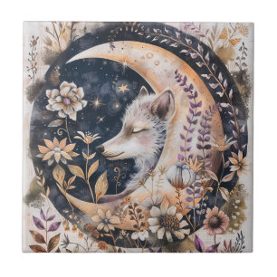 Wolf Moon Ceramic Tile