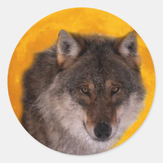 Wolf moon classic round sticker