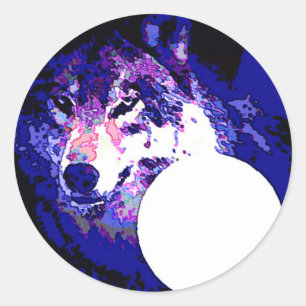 Wolf & Moon Classic Round Sticker