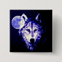 Wolf & Moon Dark Blue Night Collage
