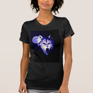 Wolf & Moon Dark Blue Night Collage T-Shirt