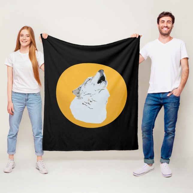 Wolf & Moon Fleece Blanket (In Situ)