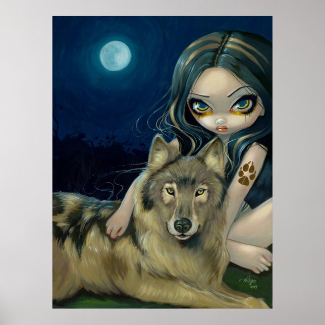 Wolf Moon gothic fantasy Art Print (Front)