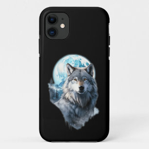 Wolf Moon Graphic Howling ,Under Full Moon Night iPhone 11 Case