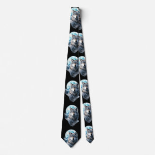 Wolf Moon Graphic Howling ,Under Full Moon Night  Tie