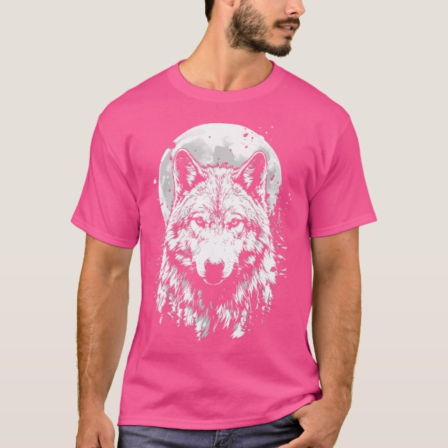 Wolf Moon Grey Howling Distressed T-Shirt (Front)