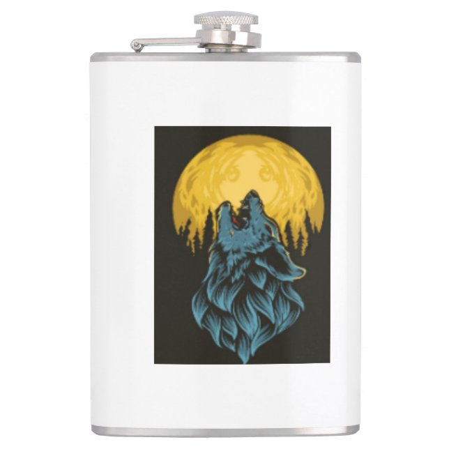 Wolf Moon Hip Flask (Front)