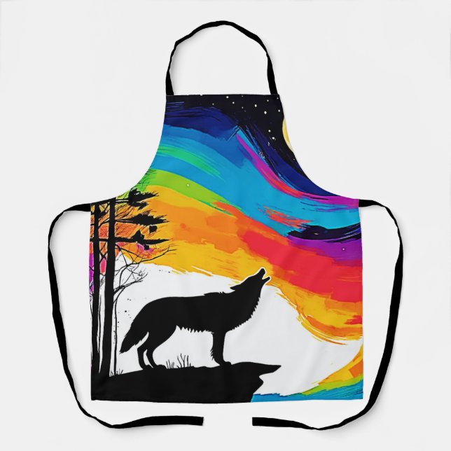 Wolf Moon Howl Art Apron (Front)