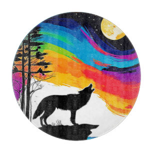 Wolf Moon Howl Art Cutting Board