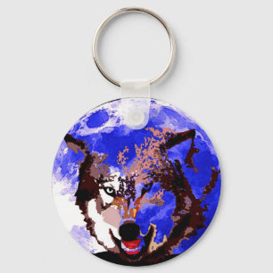 Wolf & Moon Key Ring