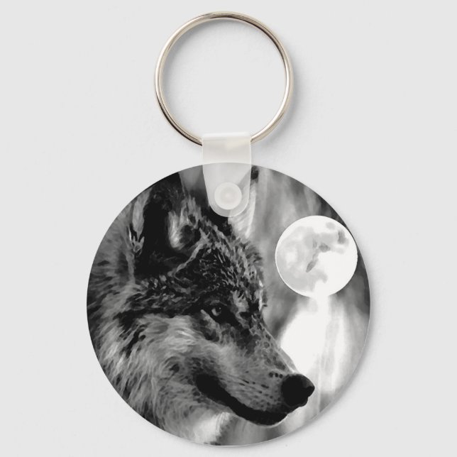 Wolf & Moon Key Ring (Front)