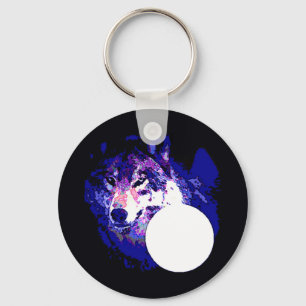 Wolf & Moon Key Ring