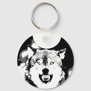Wolf & Moon Key Ring