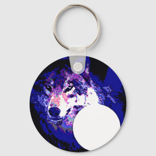 Wolf & Moon Key Ring