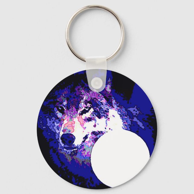 Wolf & Moon Key Ring (Front)