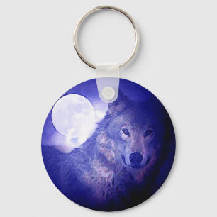 Wolf & Moon Key Ring