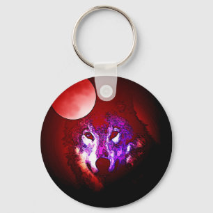 Wolf & Moon Key Ring