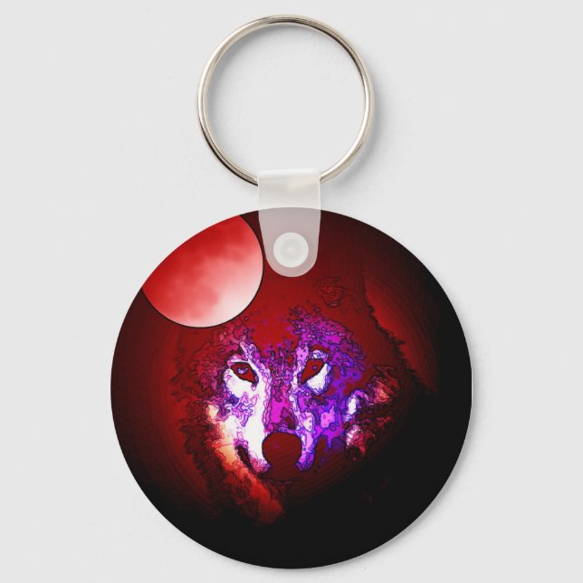 Wolf & Moon Key Ring (Front)